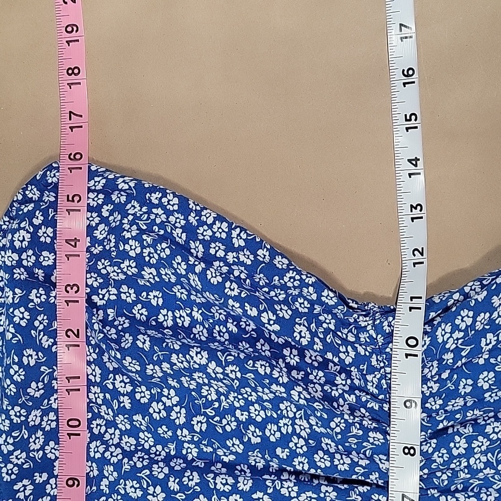 H&M DIvided Size M Blue White Floral Halter Top Shorts Romper, Exc. Used Cond. - Picture 7 of 13
